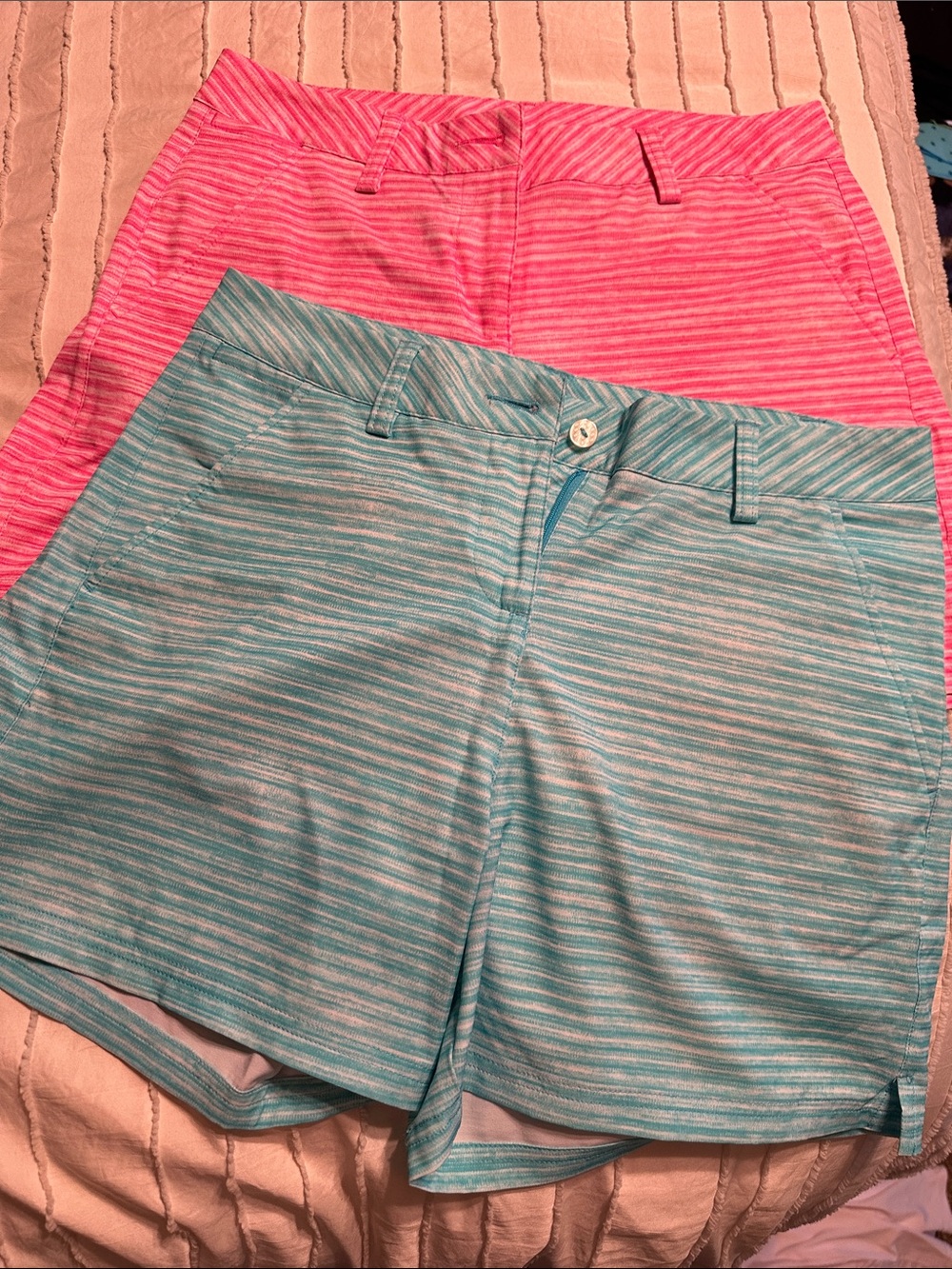 Puma Pink and Teal Striped Golf Shorts